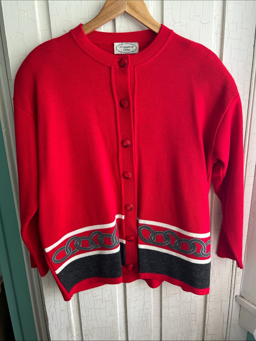 Le Maglie di Elena VINTAGE Cardigan with Chain-Accent Trim